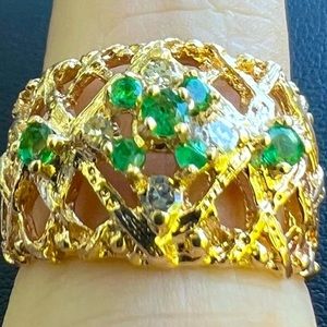 14 karat Gold Emerald and Diamond Ring